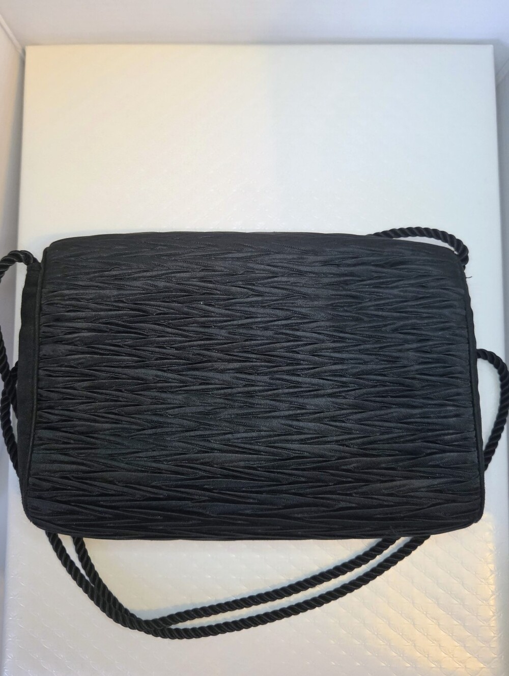 Vintage Nordstrom Black Satin Evening Clutch Shoulder Bag - Picture 6 of 6